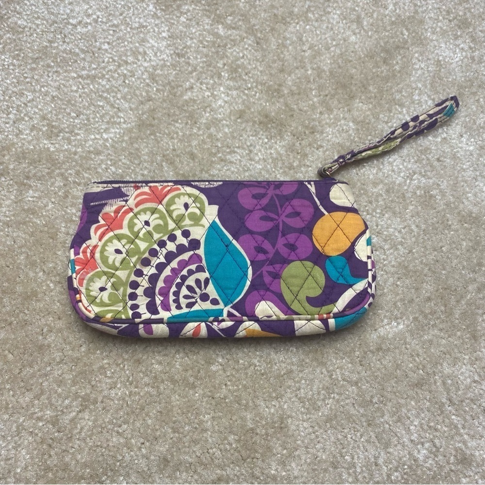 Vera Bradley Small Purple Zipper Clutch 5x9in - Picture 4 of 6